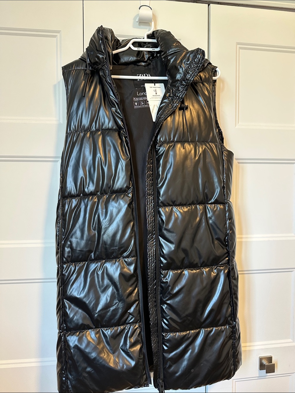 Zara Black Shiny Quilted Puffer Vest